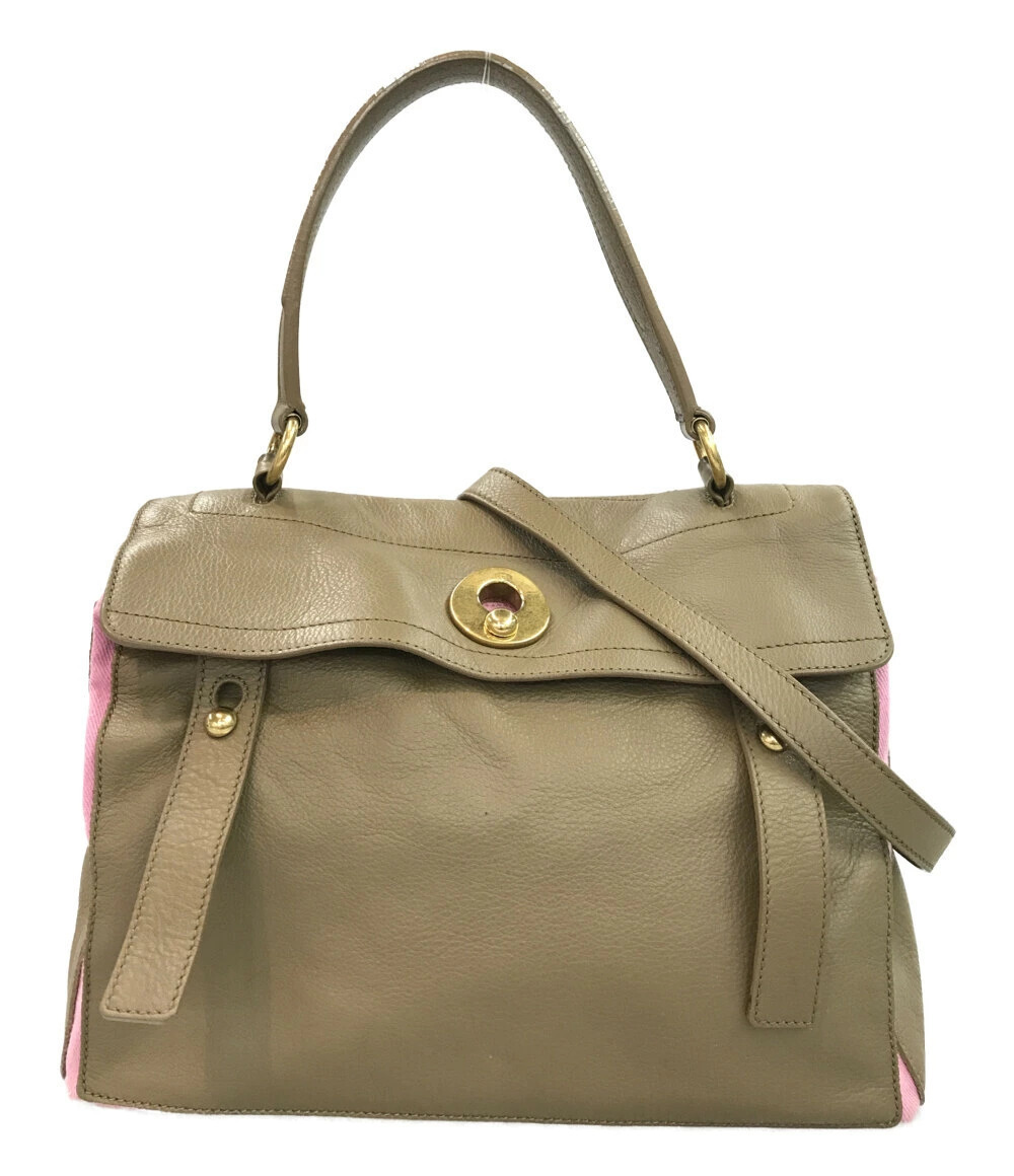Saint Laurent Muse Two leather top handle bag taupe beige Brown